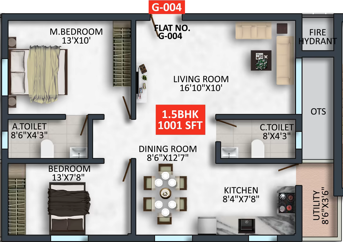 Floor plan of apartment 004
