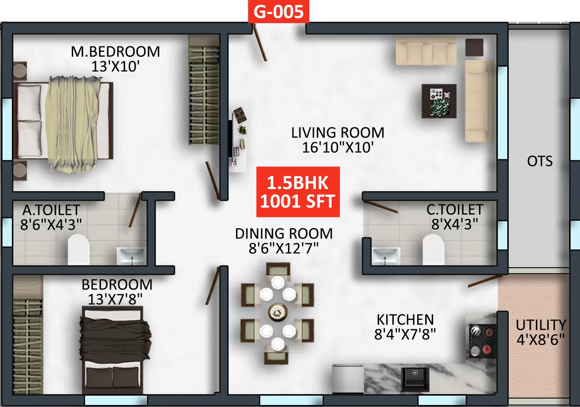 Floor plan of apartment 005