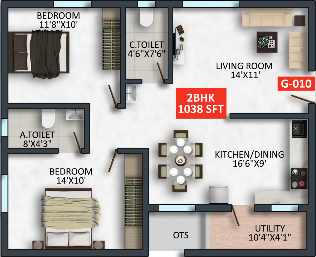 Floor plan of apartment 010